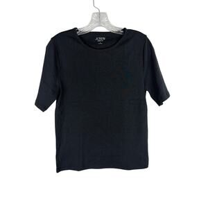 J.Crew Womens Perfect Fit T-Shirt Size Large Black Short Sleeve Cotton Crew Neck